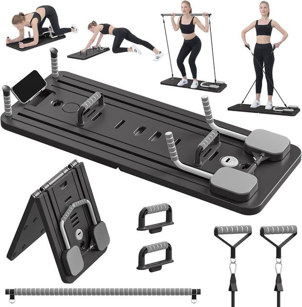 6 in 1 Multi-Purpose Foldable Pilates Reformer Board Set With Timer Pilates Equipment for Home