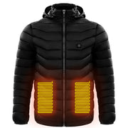 Men Heated Puffer Jacket Electric Heating Coat Insulated Hood Windbreaker 9Heat Zones