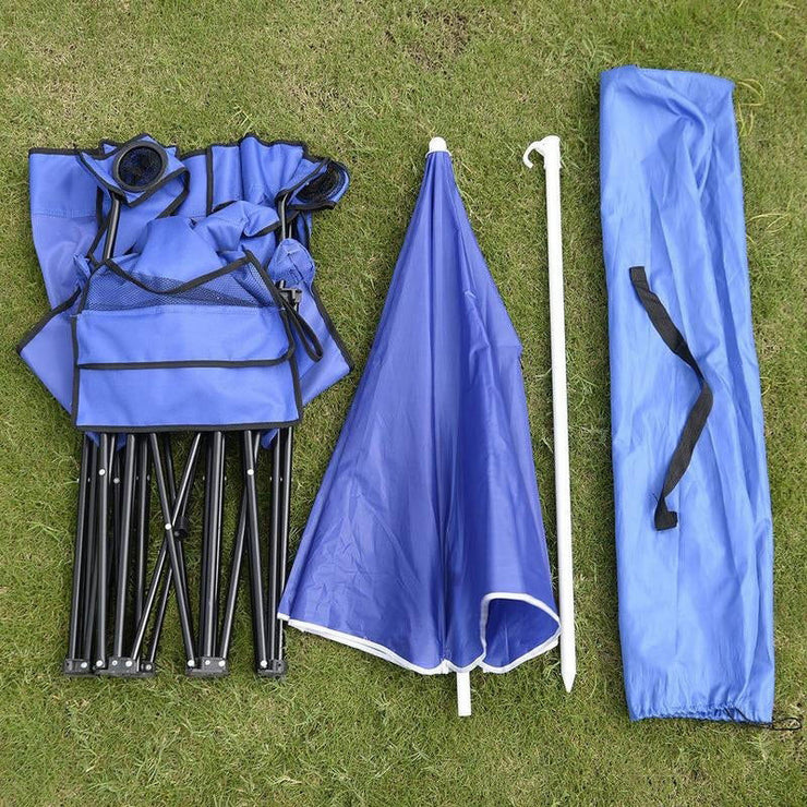 Waterproof Oxford Low Mini Foldable Beach Chair Detachable Beach Umbrella With Cup Holder